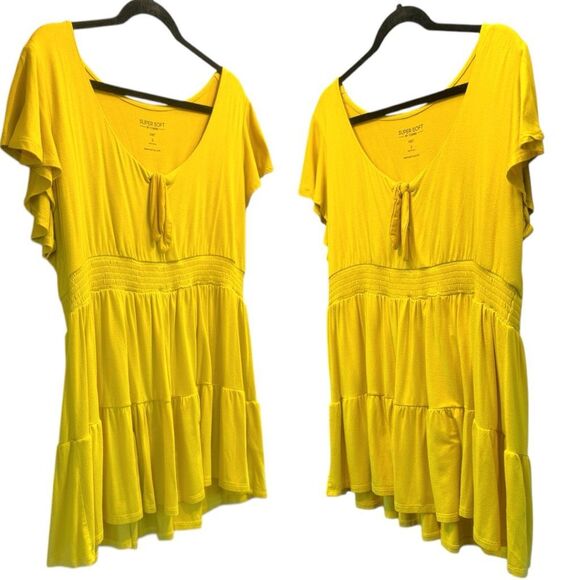 Torrid Yellow Super Soft Tie Front Keyhole Babydoll Top Size 2 2XL - Picture 5 of 11